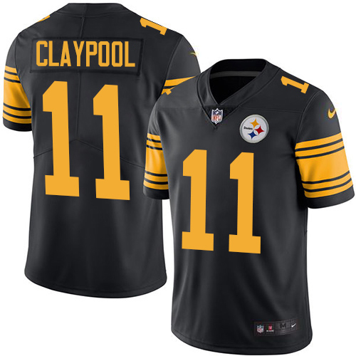 Pittsburgh Steelers 11 Chase Claypool Black Youth Stitched NFL Limited Rush Jersey